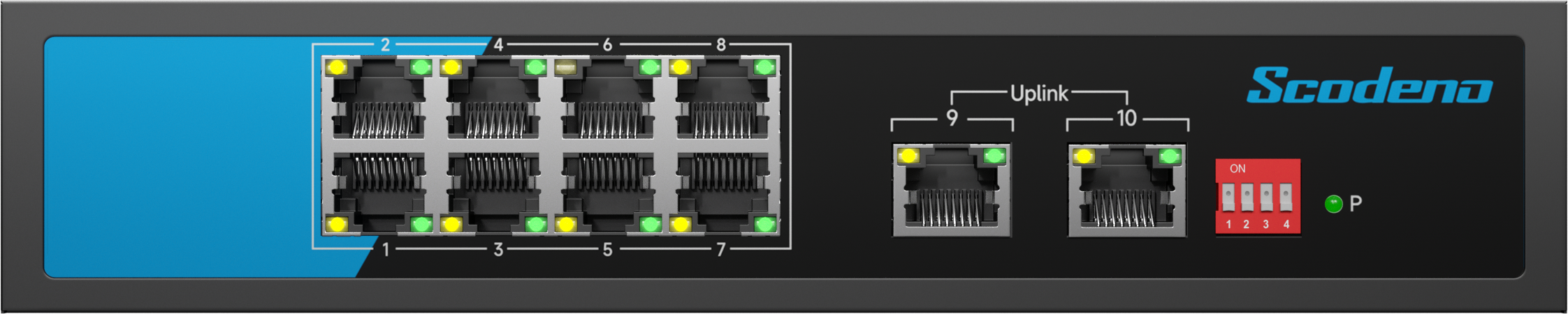 S200-10GTP-G2-AC 2*1000M RJ45. 8*10/100/100M RJ45 with PoE. built-in 120W
