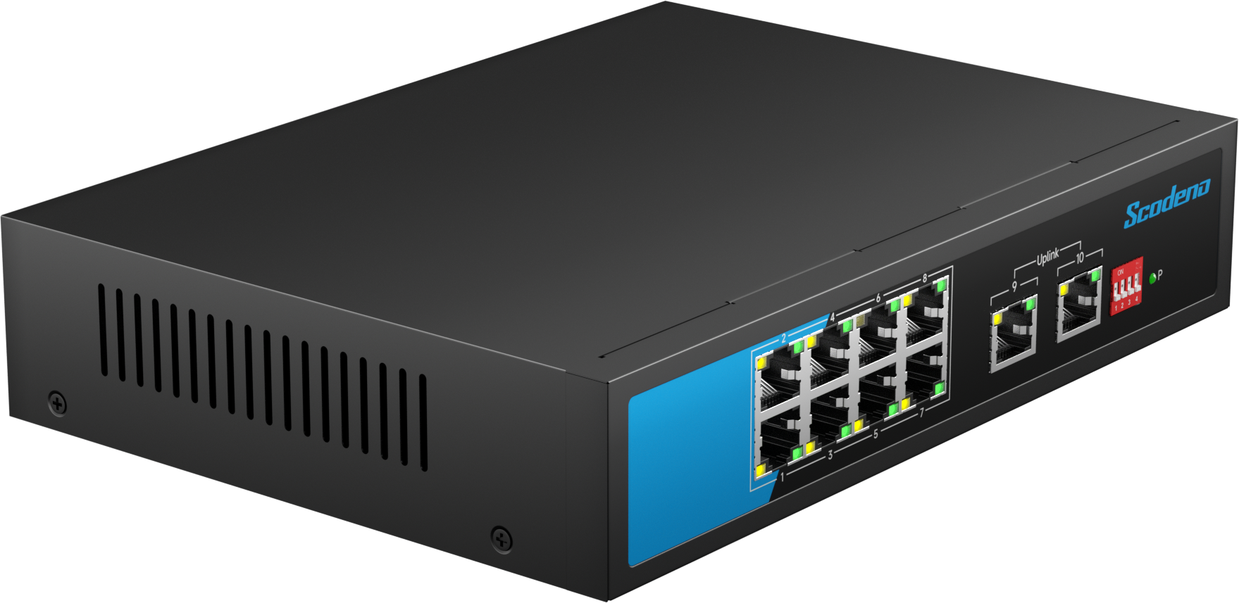 S200-10GTP-G2-AC 2*1000M RJ45. 8*10/100/100M RJ45 with PoE. built-in 120W